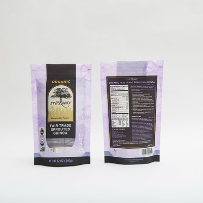 Ziplock συσκευασίας τροφίμων 12OZ 340g μόνιμη σακούλα φερμουάρ φερμουάρ τσαντών για βλαστημένο Quinoa