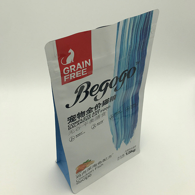 280 X 210MM Gusset επίπεδων κατώτατων σημείων 1.5kg δευτερεύοντα τρόφιμα γατών τσαντών PET12 στην ανακυκλώσιμη συσκευασία